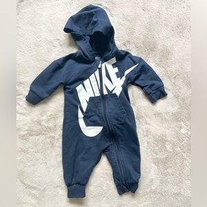 Nike Unisex Baby Full-Zip Long Sleeve Hooded Coveralls Navy 3M